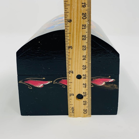 Vintage Halloween Sugar Skull Barware Shot GlassSet With Hand Painted Wood Box - Picture 6 of 12